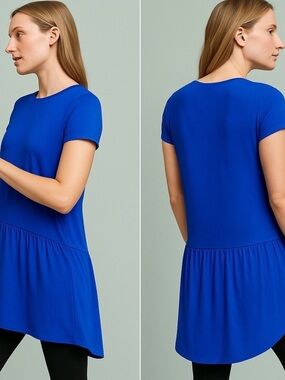Anthro Dolan Left Coast Collection Tunic Peplum Tunic Top - Cobalt Blue